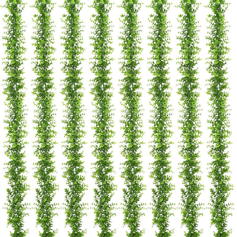 Dolicer 8 Packs Faux Eucalyptus Greenery Garland 48FT Artificial Eucalyptus Leaves Vine Fake Hanging Garlands Wedding Backdrop Arch Wall Table Party Decor Green