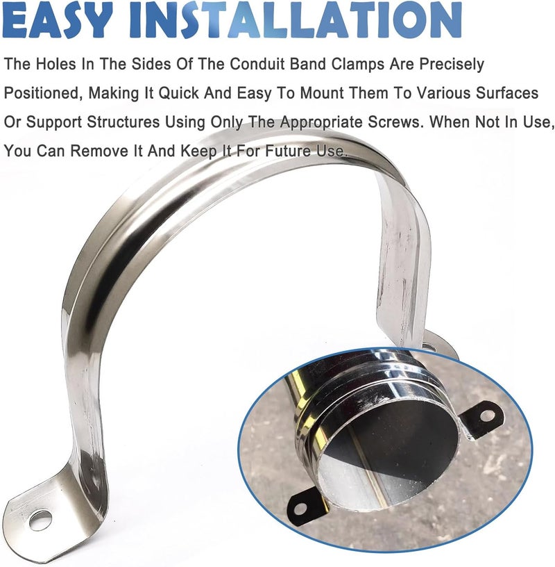NGe 4inch Rigid Pipe Strap Clamp-Two Hole Strap-U Bracket Tube Clip-Stainless Steel Heavy Duty Pipe Fasten Holder-Secures Conduit，4Pcs（115mm) - Image 5