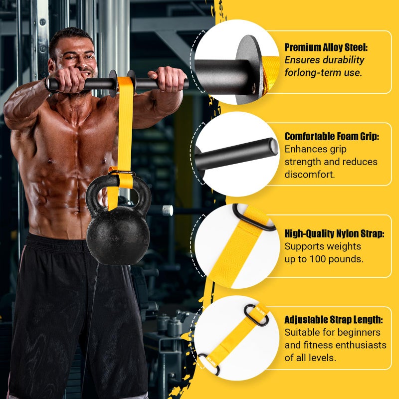 AJKPL Forearm Strengthener and Wrist Roller, 43.3 in Or 51.2 in Ultra-Strong Nylon Webbing Wrist & Forearm Blaster with Quick Locking Mechanism, Durable Anti-Slip Grip Handles for Forearm Strength Training - Image 2