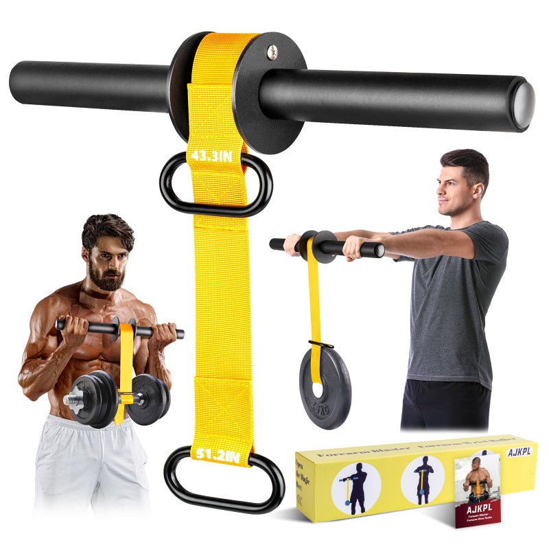 AJKPL Forearm Strengthener and Wrist Roller, 43.3 in Or 51.2 in Ultra-Strong Nylon Webbing Wrist & Forearm Blaster with Quick Locking Mechanism, Durable Anti-Slip Grip Handles for Forearm Strength Training - Image 1