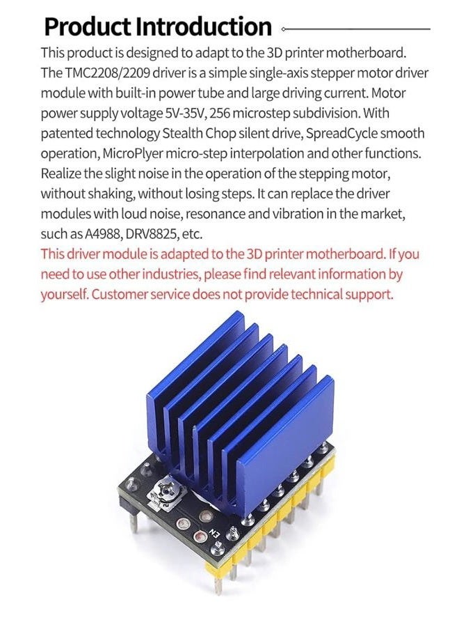 Teyleten Robot TMC2209 V1.2 Stepper Motor Driver for SKR V1.4 Turbo SKR 2 32Bit Control Board 3D Printer Parts (Pack of 5) - Image 4
