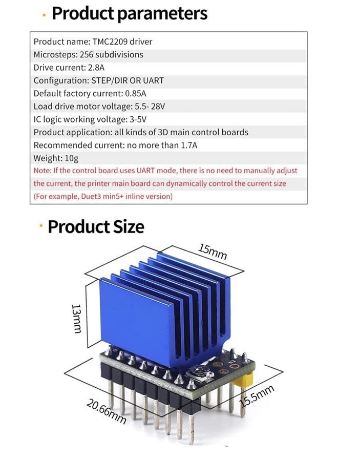 Teyleten Robot TMC2209 V1.2 Stepper Motor Driver for SKR V1.4 Turbo SKR 2 32Bit Control Board 3D Printer Parts (Pack of 5) - Image 5