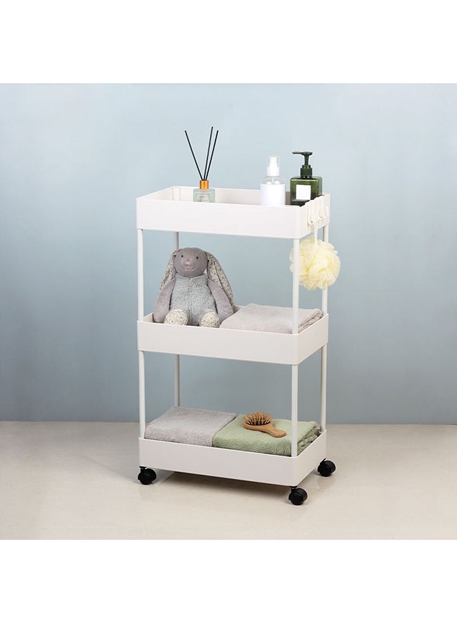 DANUBE HOME Macaw Metal Storage Cart With 3 Storeys – Durable Multi-Tier Metal Organizer Trolley with Wheels for Home, Office, Kitchen Storage, Portable Space-Saving Rolling Cart  L40XW2XH63.5  - Image 2