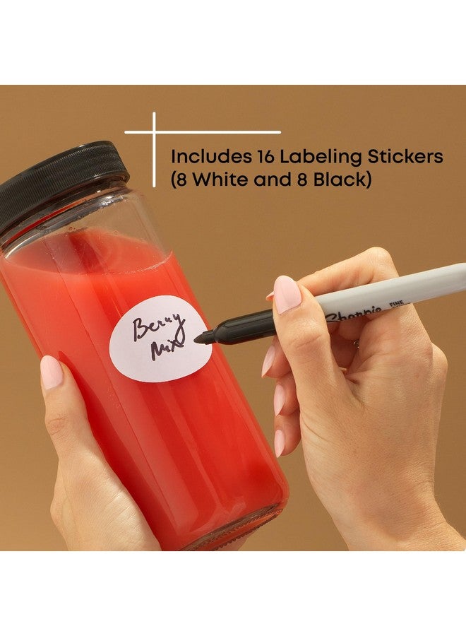 JoyJolt JoyJolt Glass Juice Bottles, 16 oz Glass Bottles with Caps. Set of 8 Juice Containers with Lids for Fridge, and Labels for Juice Jars. Glasses for Juice, Cold Brew Bottles, Smoothie Jars - Image 4
