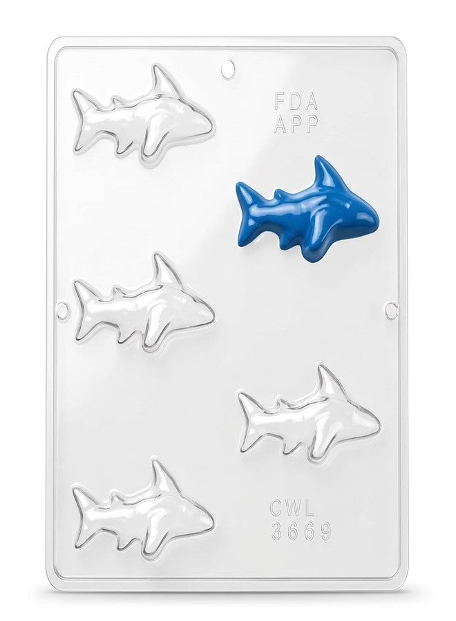 Candy Molds N More Shark Chocolate Candy Mold 1369 5 Cavity Mold 3 1/4" x 1 3/4" Cavity Size - Image 1