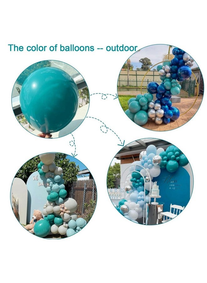 Janinus Turquoise Blue Balloons of Stuffed Black Balloons Inside - Double Stuffed Peacock Blue Balloon Garland Arch Kits with Different Sizes 5 Inch 12 Inch 18 Inch Blue and Black Balloons for Party Decor - Image 3