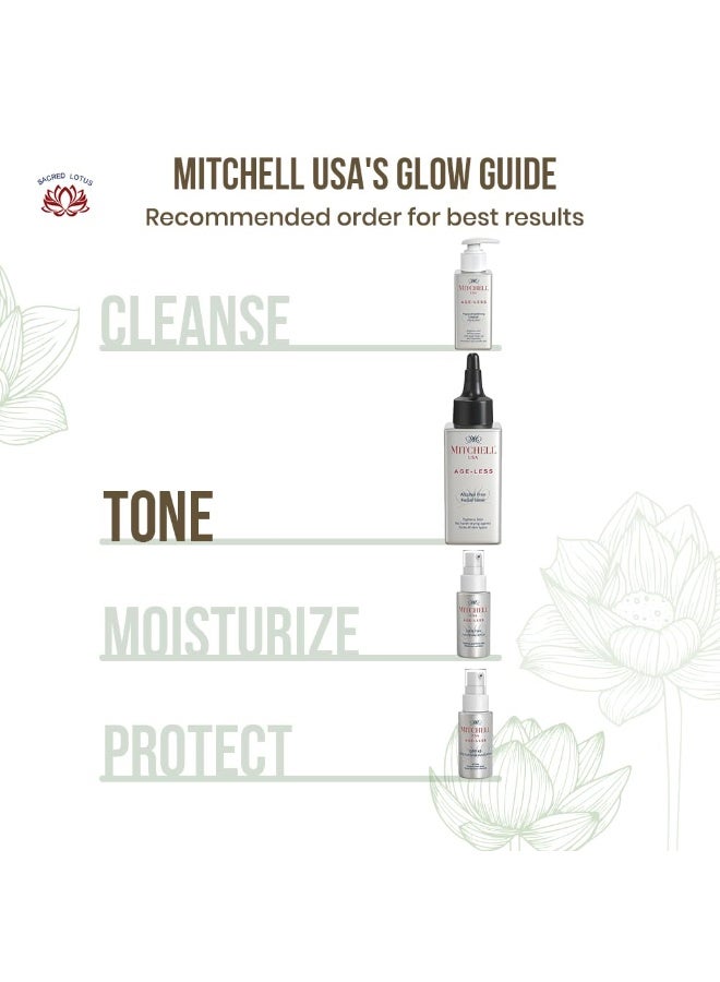 MITCHELL USA AGELESS- Facial Toner | Removes Dirt & Makeup | Balance skin pH | Lotus Seed Extract, Chamomile, Aloe Vera & Cucumber Extract | For Women and Men | For All Skin Type | 100ml  - Image 4