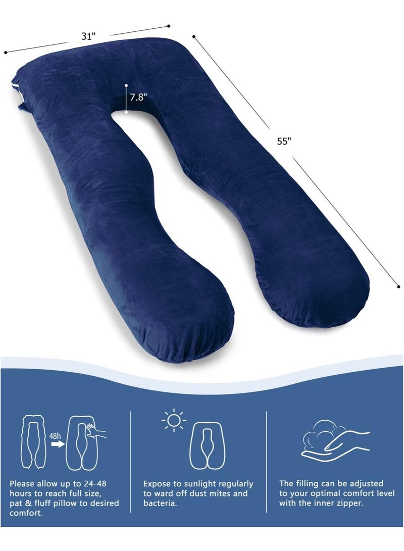 F.A.M.S U Shape Velvet Pregnancy Pillow - Luxurious Maternity Support Pillow for Comfort and Back Relief - Image 3