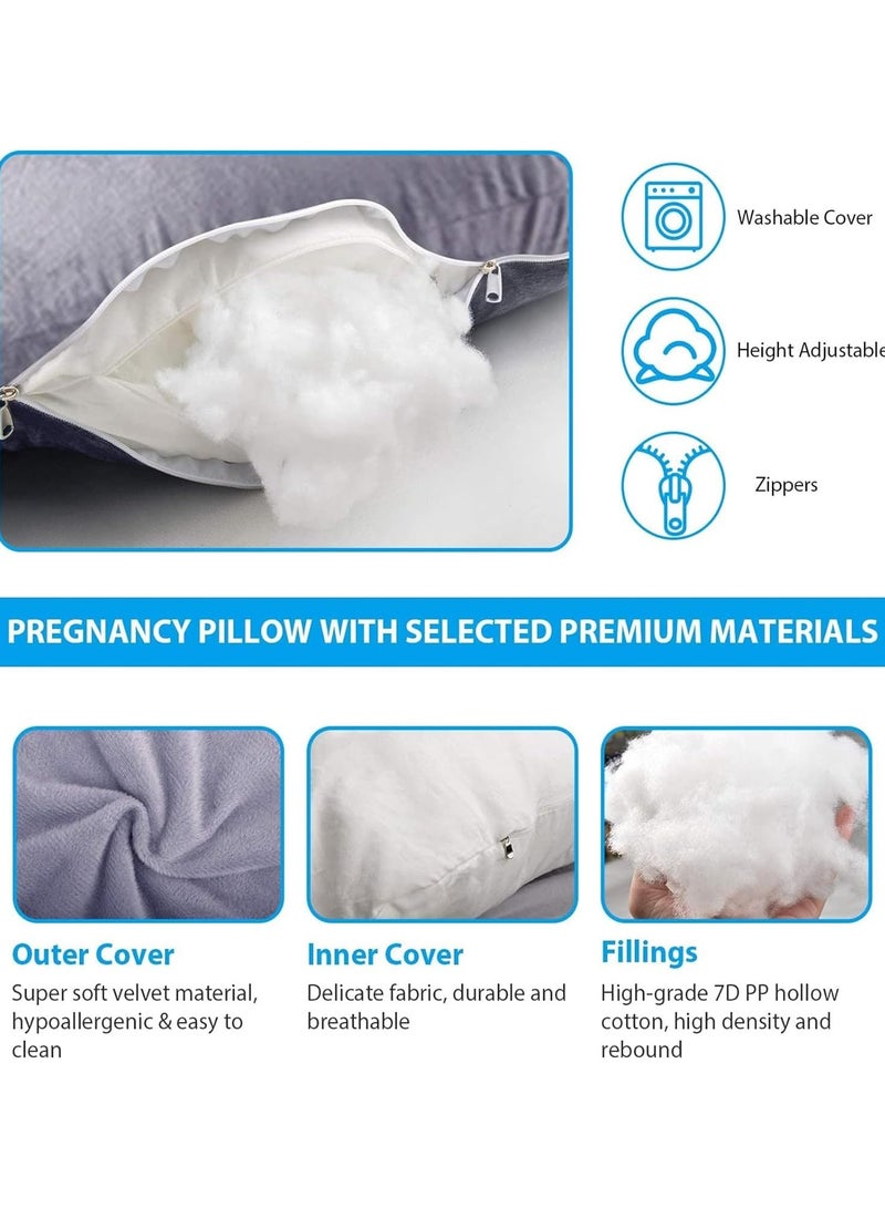 F.A.M.S U Shape Velvet Pregnancy Pillow - Luxurious Maternity Support Pillow for Comfort and Back Relief - Image 4
