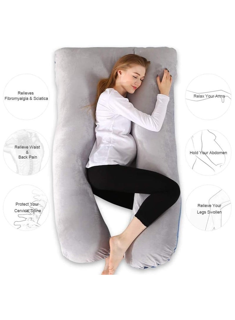 F.A.M.S U Shape Velvet Pregnancy Pillow - Luxurious Maternity Support Pillow for Comfort and Back Relief - Image 5