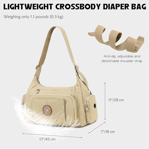 MYHOZEE Puffer Crossbody Diaper Bag for Mom - Lightweight Nylon Mom Bag Purse with Wipes & Trash Bag Dispenser - Compact Stroller Organizer Bag with Insulated Pocket, Water-Resistant, Black - Image 4