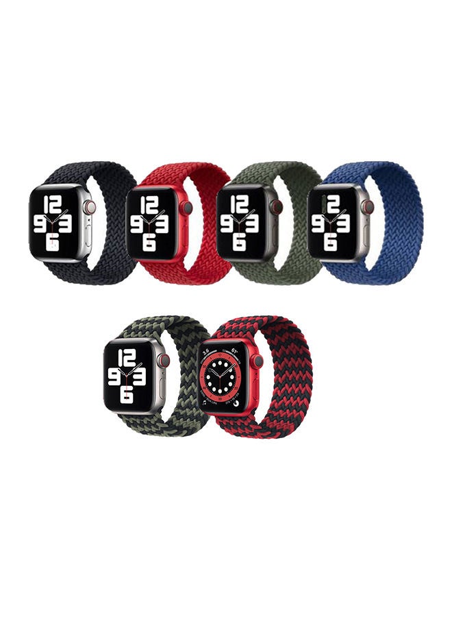 NIBEMINENT 6-Piece Braided Solo Loop Replacement Band for Apple Watch 42-44mm Multicolour - Image 1