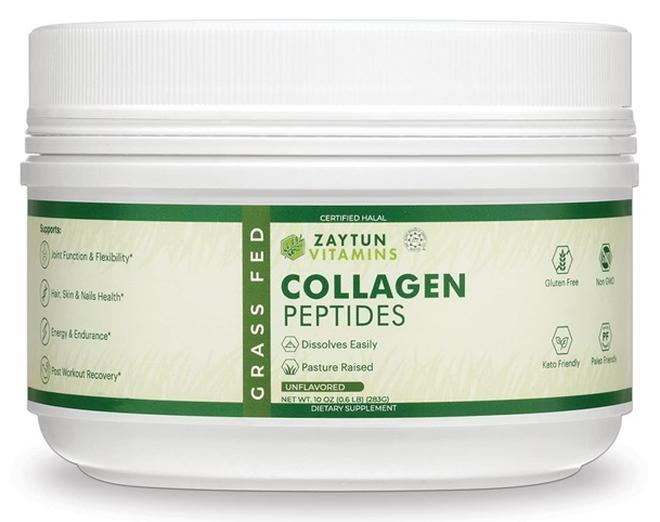 Zaytun Vitamins Zaytun Halal Collagen Peptides Powder, Hydrolyzed Type I & III Collagen, Supports Joint, Bone, Muscles, Hair, Skin, & Nails, Keto Friendly, Grass-Fed, 10 oz, Made in USA, Certified Halal - Image 1