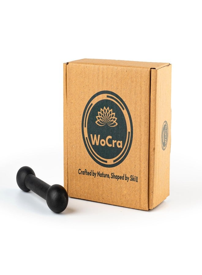 WoCra® Toys Karungali Wood Baby-Teether Dumbbell-Shape | Natural Unpolished Black Ebony Wood Teether | Chusni Sacker Soother Rattle Nibbler Teething Toy | for 6 to 12 Months Babies Toddlers | 1 Piece - Image 3