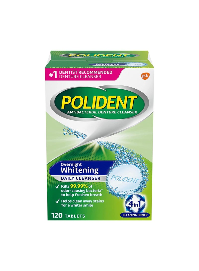 Overnight Whitening Denture Cleanser Tablets - 120 Count
