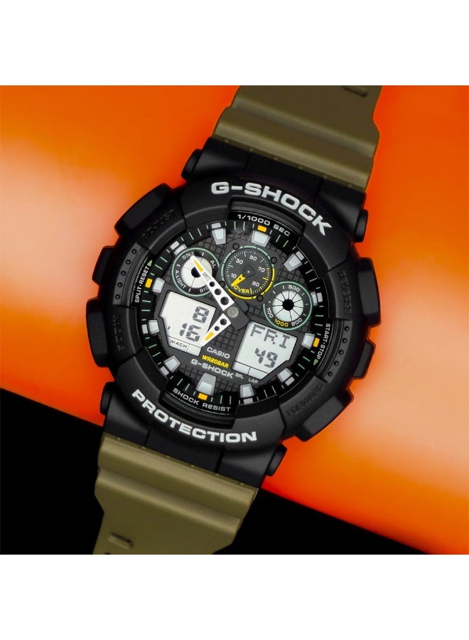 Casio G-SHOCK GA-100TU-1A3, Analog Digital Watch, Shock Resistant, 200M Water Resistant, LED Light, World Time, 1/1000s Stopwatch, Countdown Timer - Image 3