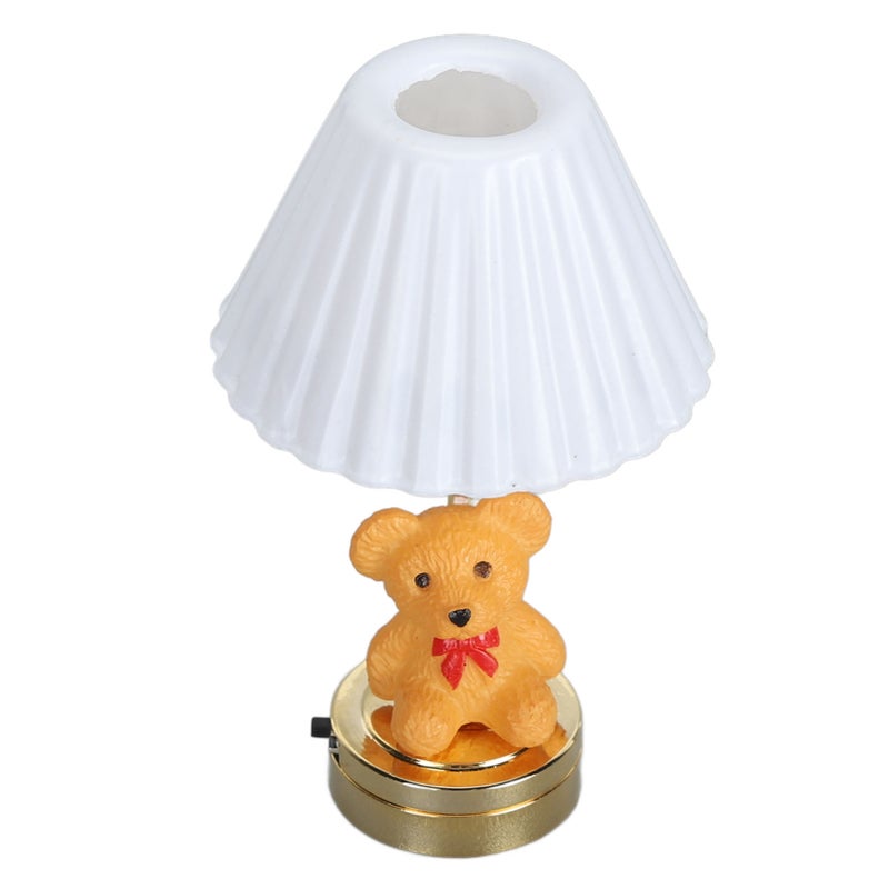 1: ديكور طاولة دب منزلة الدمى بمقياس 1:12 مصباح LED واقعي مصباح جانبي سرير دب منزلة الدمى - Image 2