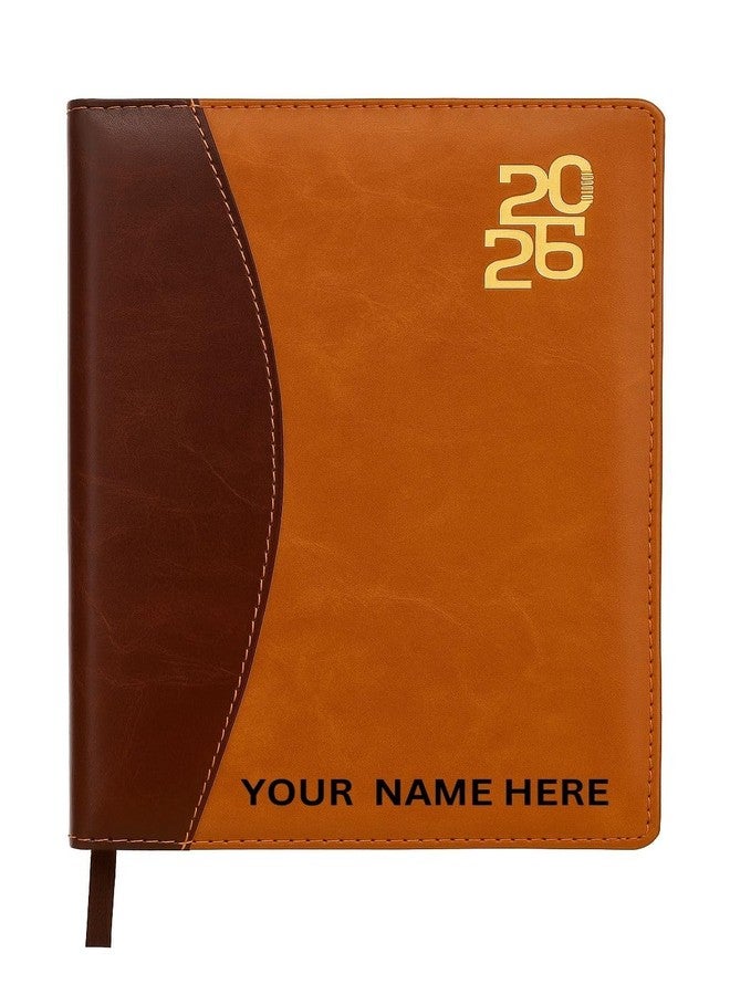 FLYSPACE New Year Diary 2026 | PU Leather Executive Diary | 365 Pages | Monthly Planner | Magnetic Lock | Golden Brown - Image 1