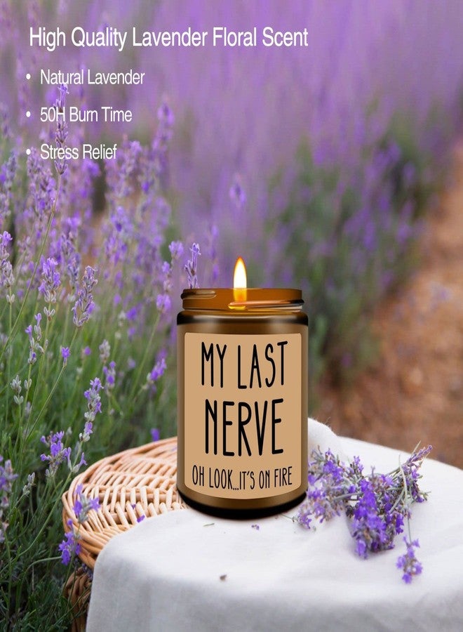 Homsolver Gifts for Women, Funny Friendship Gift for Best Friend - My Last Nerve Lavender Candle - Birthday Christmas Unique White Elephant Stocking Stuffers Gifts for Adults, Women, Her, BFF, Sister - Image 2