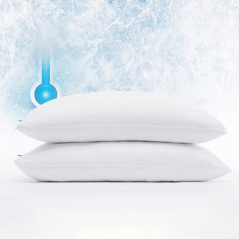 Serta Power Chill Cooling Pillow Protectors, Stain Resistant and Zippered Pillow Protector, Protects Pillow from Dust and Dirt (2 Pack), Standard/Queen, White - Image 1