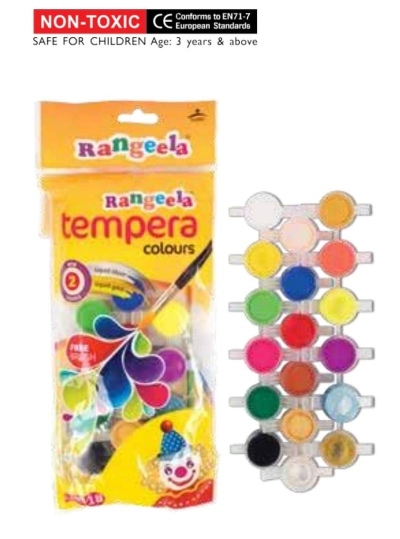 FIRST CLICK Art Palette Oval Shape + Pidilite Rangeela Student Tempera Color 18 Shade + Set of Flat Brushes - Image 5