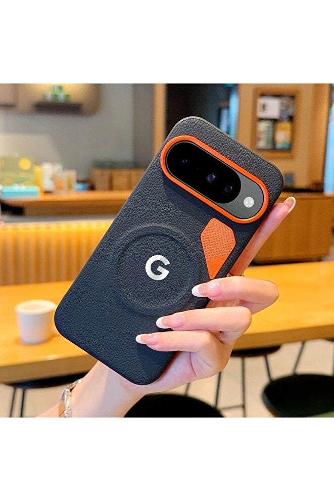 Google Pixel 10 Pro black Busienss Simple Heat Dissipation Magnetic Charging PU Leather Case For Goo