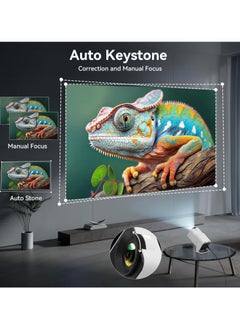 TIGER Mini Projector 4K, Native 1080P Smart Projector Built-in Android TV 11.0, with Wifi and Bluetooth, Auto Keystone 10000 Lumens, 180 Degree Rotation Short Throw Projector HY320 (White) - Best for Home Cinema, Gaming, Movies, and Outdoor Entertainment  - Image 3