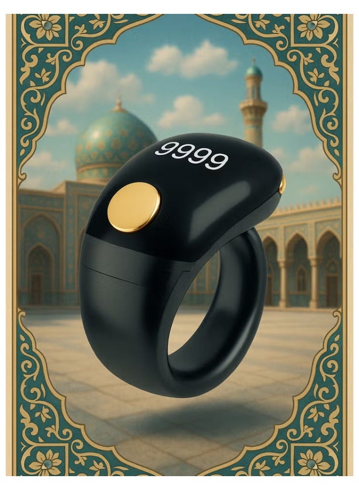Denx 5-in-1 Digital Tasbih Counter, Smart Ring with OLED Display, Lightweight Digital Tasbih Counter, Prayer Ring, Electronic Rosary, Watch Ring with Time and Date, Type-C Charger, Adjustable Sizes - Ramadan and Eid Gift for Men and Women - Image 1