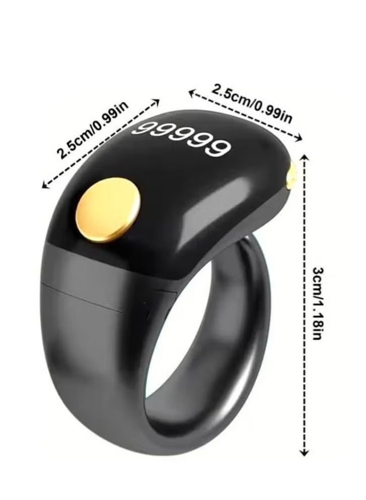 Denx 5-in-1 Digital Tasbih Counter, Smart Ring with OLED Display, Lightweight Digital Tasbih Counter, Prayer Ring, Electronic Rosary, Watch Ring with Time and Date, Type-C Charger, Adjustable Sizes - Ramadan and Eid Gift for Men and Women - Image 2