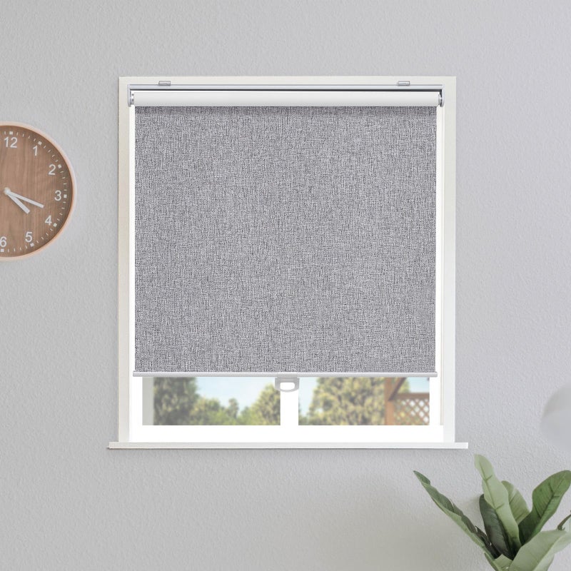 Sunoff Blackout Roller Shades Blinds Cordless for Windows Pull Down Room Darkening Door Blinds with Thermal Insulated Easy to Install for Living Room,Bedroom,Home,Office,Heather Grey 23" W x 72" H - Image 1