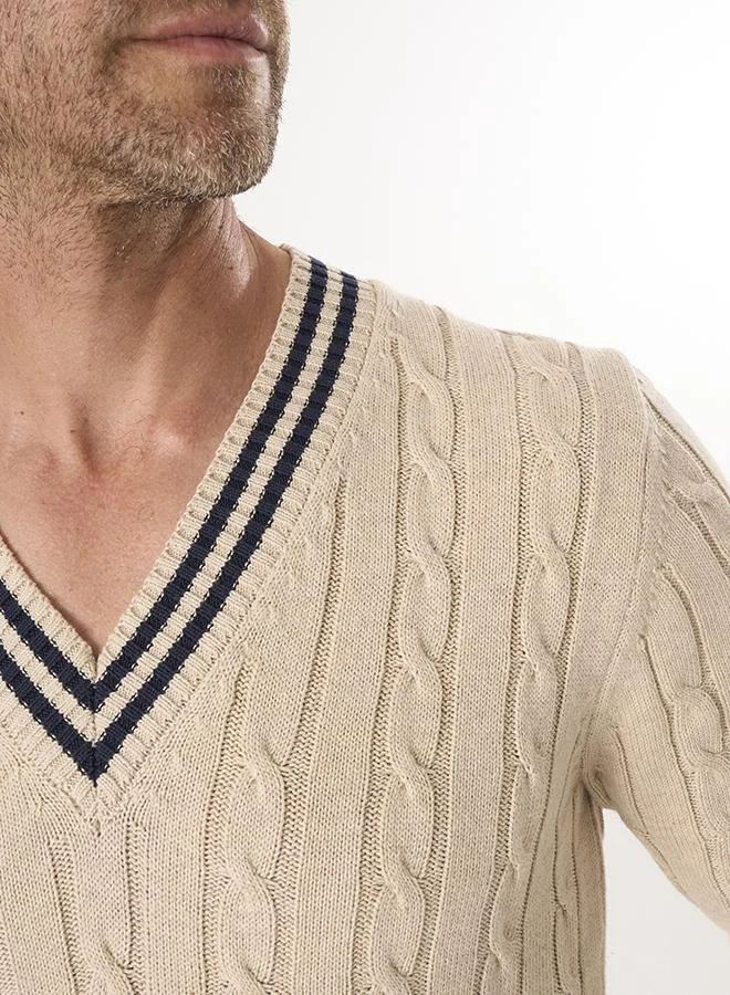 فيليكس هاردي كنزة بياقة على شكل حرف  محبوكة بالضفائر الأساسية