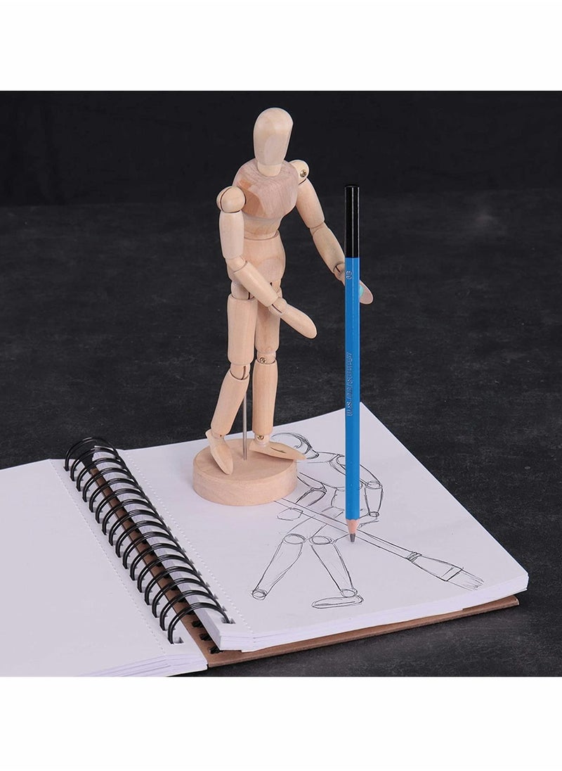 KASTWAVE Wood 8" Male, Artist Drawing Manikin Articulated Mannequin with Base and Flexible Body, Draw Painting Model Mannequin Jointed Doll, Perfect for Drawing The Human Figure or Home Desktop Decoration  - Image 5