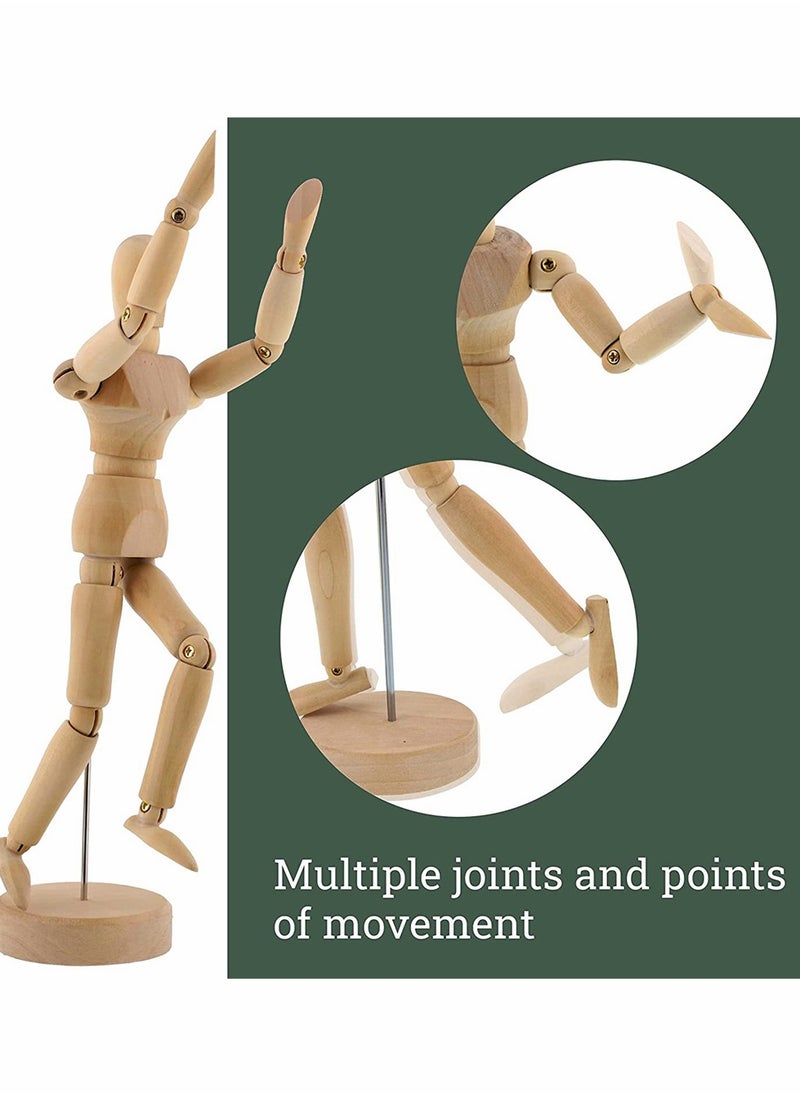 KASTWAVE Wood 8" Male, Artist Drawing Manikin Articulated Mannequin with Base and Flexible Body, Draw Painting Model Mannequin Jointed Doll, Perfect for Drawing The Human Figure or Home Desktop Decoration  - Image 3