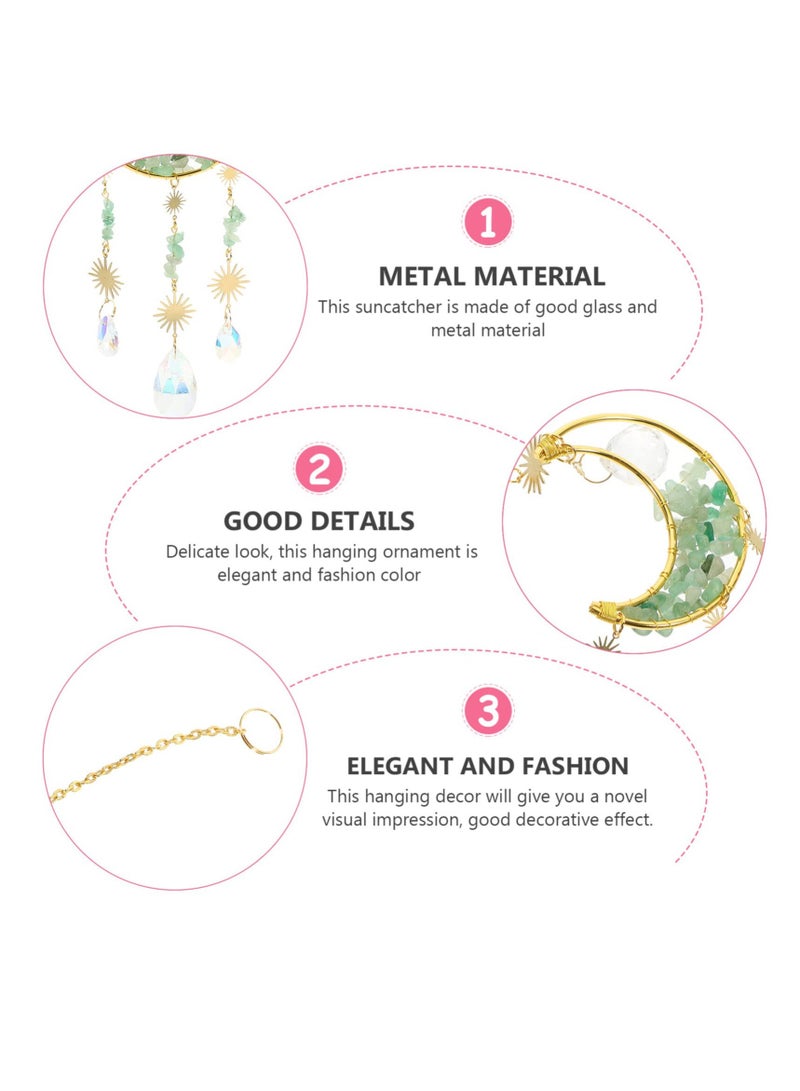 Excefore صائد الأحلام من كريستال الشفاء، صائد أحلام القمر، صائد أحلام كريستالي مع قلادات كريستالية صانعة قوس قزح، للنوافذ، الحدائق، المنزل، حفلات الزفاف - Image 5