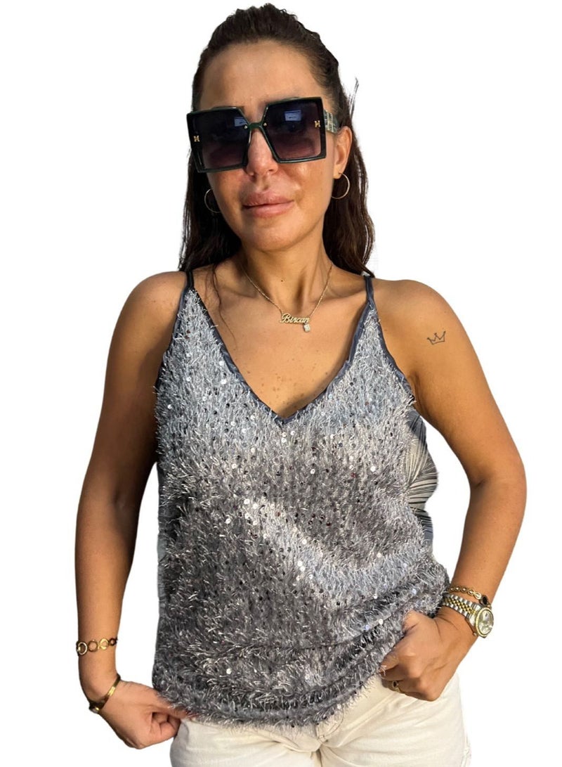VENTIUP Shiny Details Blouse Silver  - Image 5