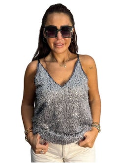VENTIUP Shiny Details Blouse Silver  - Image 1