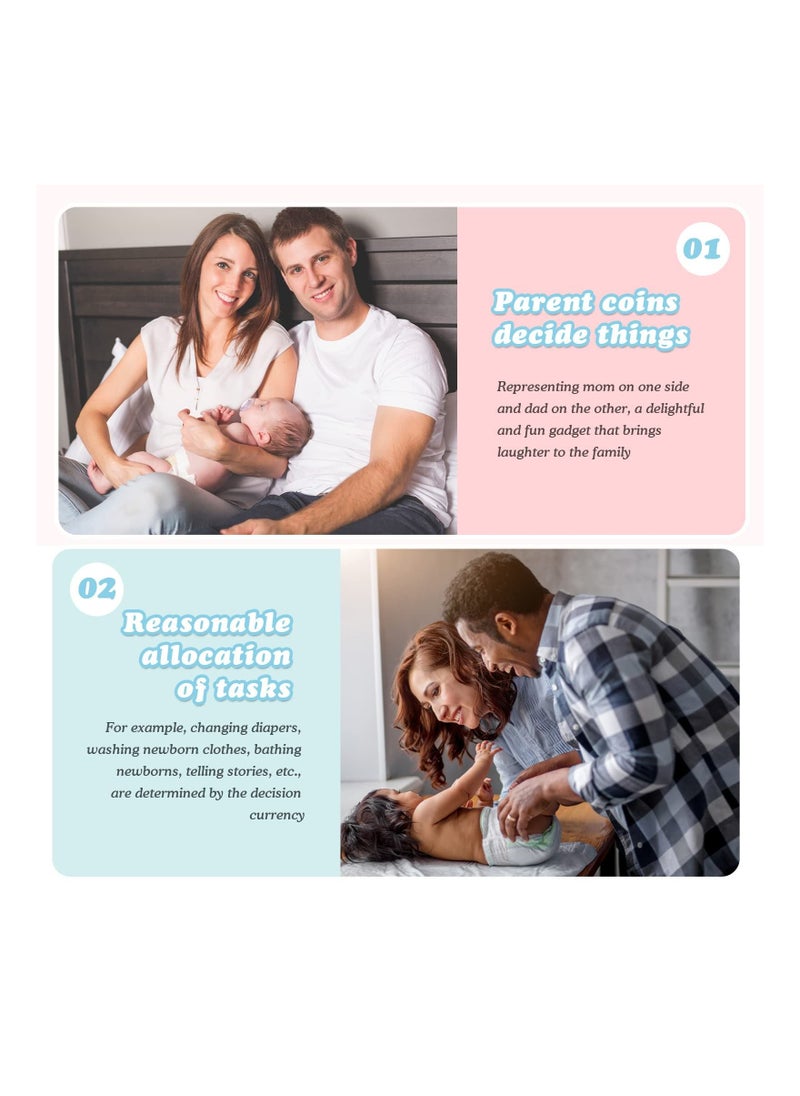 SYOSI - SYOSI New Parents Decision Coin Gifts for Mum Dad, for Newborn Baby Gifts, Flip Coin with Funny Parent Decision Turn Coin for Baby Birthday Anniversary Couples Decision Making - Image 1