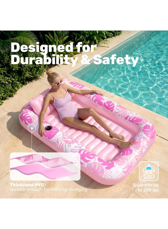 Sloosh Inflatable Pool Lounger for Adults, 70" x 46"/1.78m x 1.16m Large Tanning Bath Pool Floats Inflatable Tanning Bed Pool Raft Lounge Floatie - Image 5