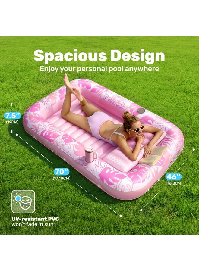 Sloosh Inflatable Pool Lounger for Adults, 70" x 46"/1.78m x 1.16m Large Tanning Bath Pool Floats Inflatable Tanning Bed Pool Raft Lounge Floatie - Image 2