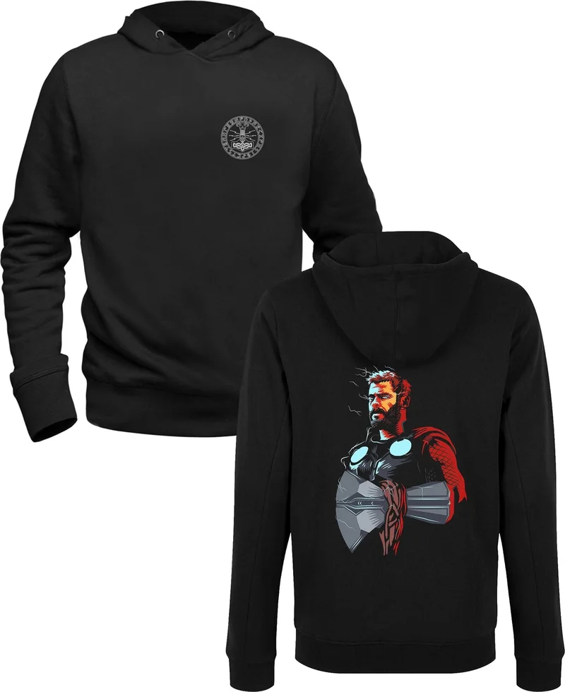 Alfa Tshirt Alpha Tshirt Thor Mjolnir Picture Printed Hammer Black Front Back Printed Sweatshirt