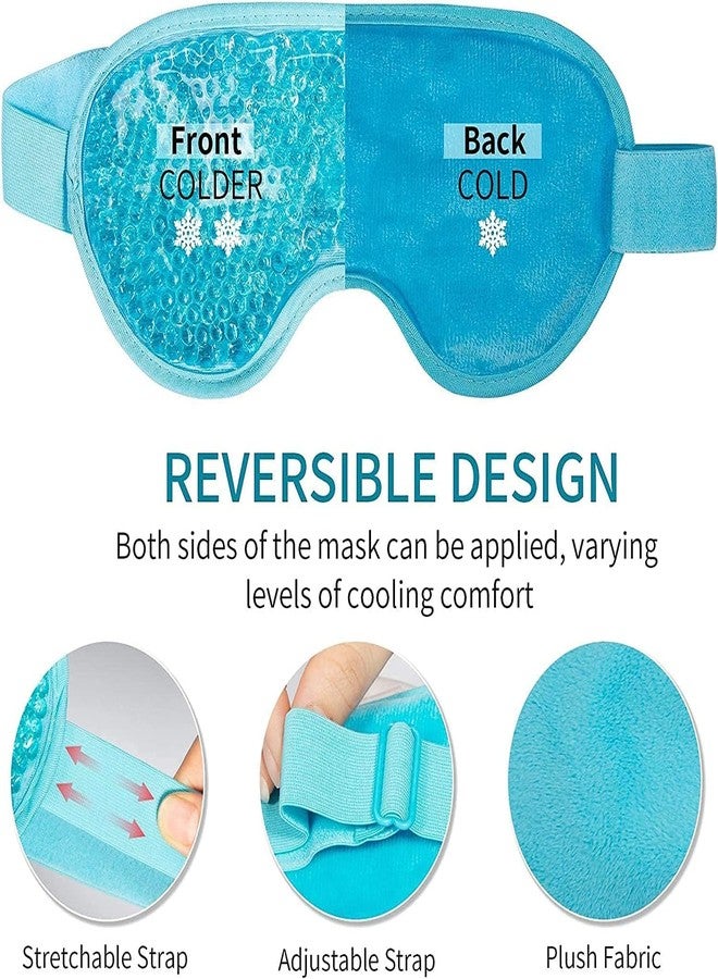Wezone Cooling Gel Eye Mask for Dark Circles, Dry Eyes & Redness Relief - Stretchable Eye Patches for Pain Relief, Relaxation & Better Sleep, Suitable for Women & Men - Blue - Image 3