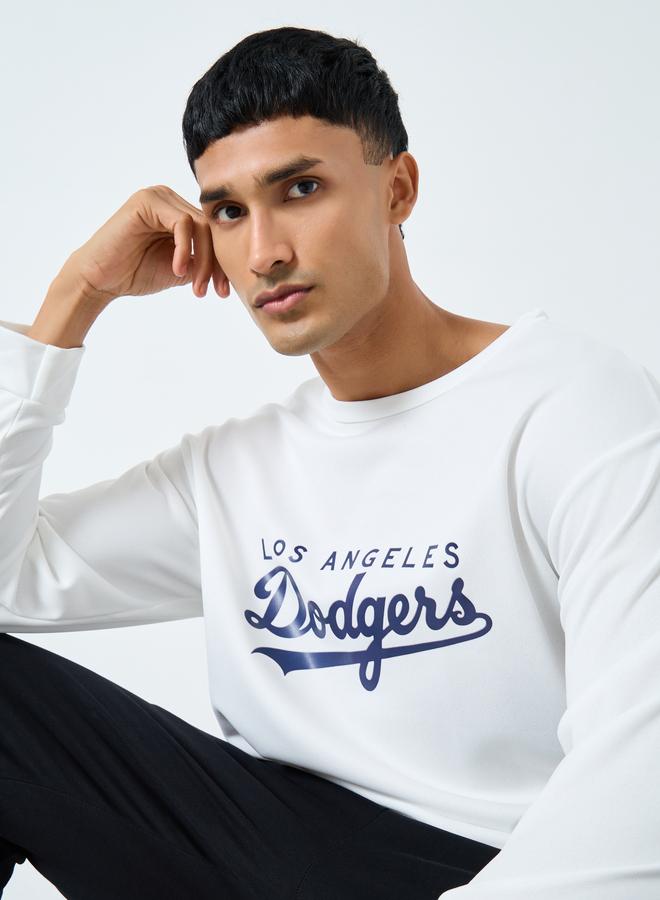 Take Two Men White Graphic Dodgers Pullover Sweatshirt - Image 1