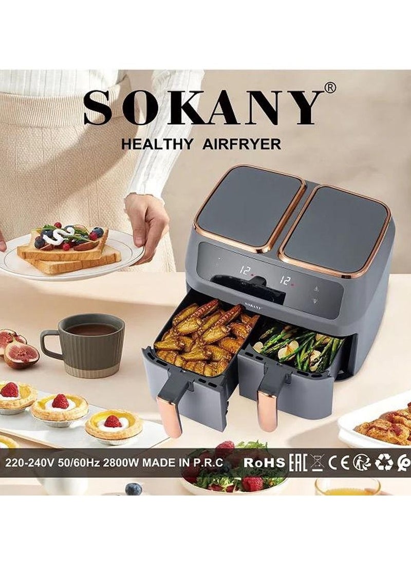 sokany - Sokany SK-ZG-8030 Two Zones Cyclonic Air One-Pot Dual-Use Air Fryer - Image 1