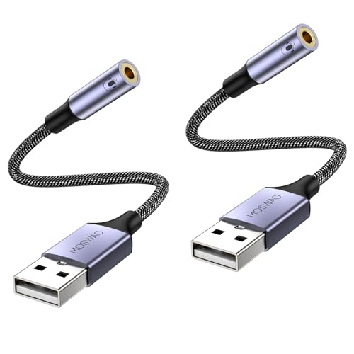 MOSWAG USB to 35mm Jack Audio AdapterUSB to Aux Cable with TRRS 4Pole MicSupported Headphone AUX Adapter External Sound Card for PC PS4 PS5 and More 065Ft20cm2pack Nylon Braided - Image 1