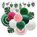 MEIDUO 14 Pcs Tropical Party Decorations Set PreStrung Flamingo Banner Paper Fans Lanterns Palm Leaves Hawaiian Themed Luau Party Decorations for Summer Beach Pool Birthday - Image 3