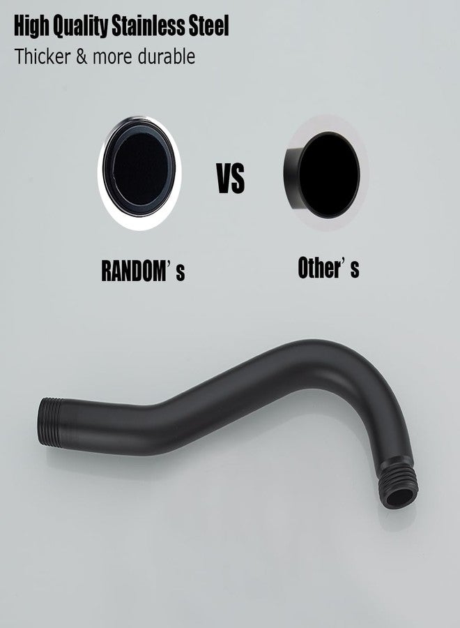 راندم ذراع دش منحني عشوائي مع شفة، ذراع تمديد رأس دش أسود غير لامع على شكل حرف S مقاس 8 بوصات مثبت على الحائط، من الفولاذ المقاوم للصدأ. RD-91068-8MB - Image 3