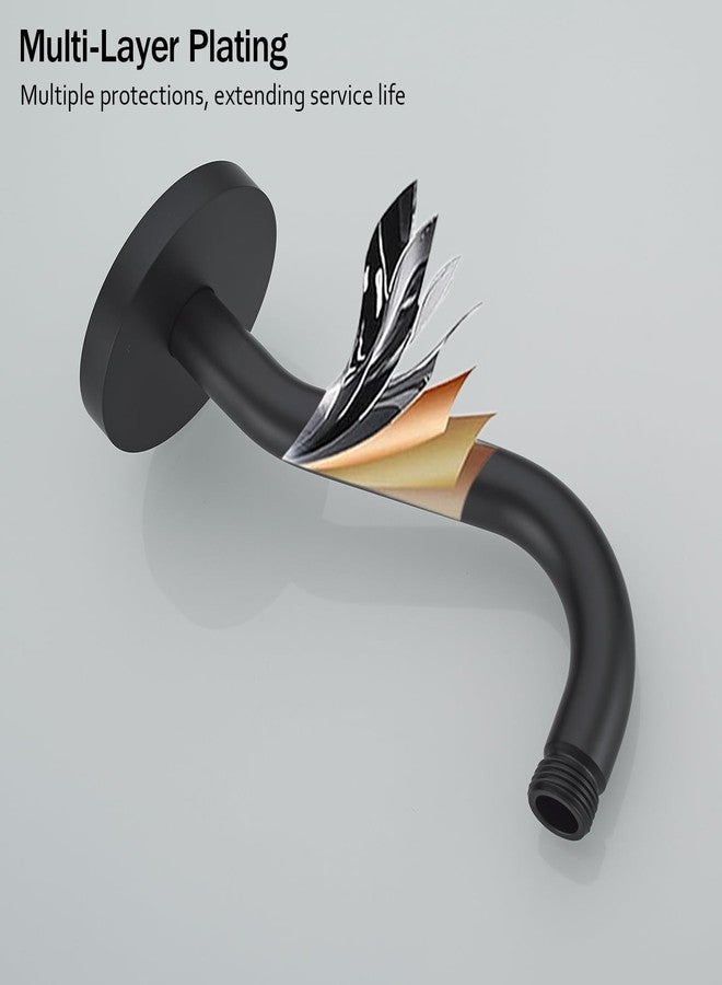 راندم ذراع دش منحني عشوائي مع شفة، ذراع تمديد رأس دش أسود غير لامع على شكل حرف S مقاس 8 بوصات مثبت على الحائط، من الفولاذ المقاوم للصدأ. RD-91068-8MB - Image 4