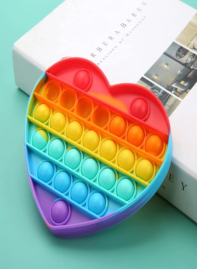 Homeish Push Pop Fidget Sensory Rainbow Colored Bubble Silicone Toy, Stress Relief, Novelty Gift Item, Fun Toys for Toddlers, Kids and Adults (Heart, 1 Pc) - Image 2