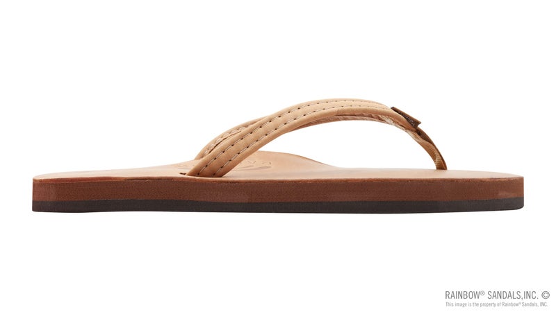 Rainbow Sandals Ladies Luxury Leather - Single Layer Arch Support With 1/2" Narrow Strap, Buckskin, Ladies Size Medium / 6.5-7.5 - Image 4