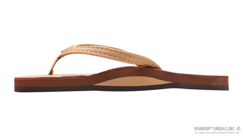 Rainbow Sandals Ladies Luxury Leather - Single Layer Arch Support With 1/2" Narrow Strap, Buckskin, Ladies Size Medium / 6.5-7.5 - Image 2